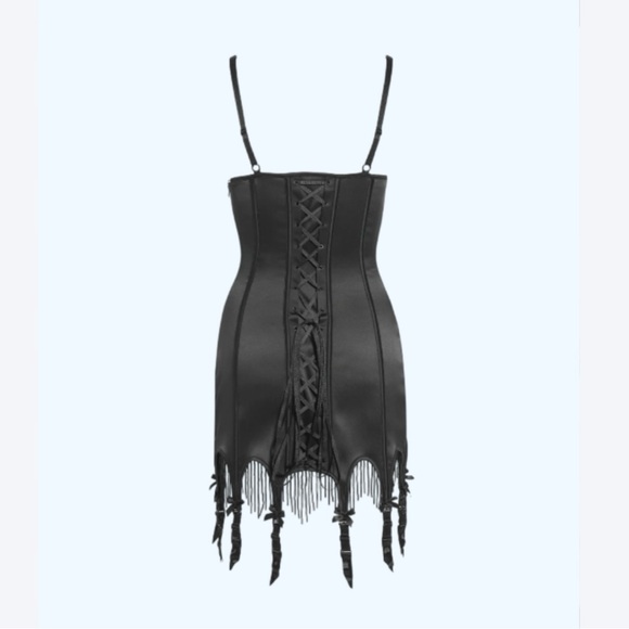 Frederick’s of Hollywood Rising Star Plunge Push Up Chemise Lune Satin & Beads - Picture 2 of 2